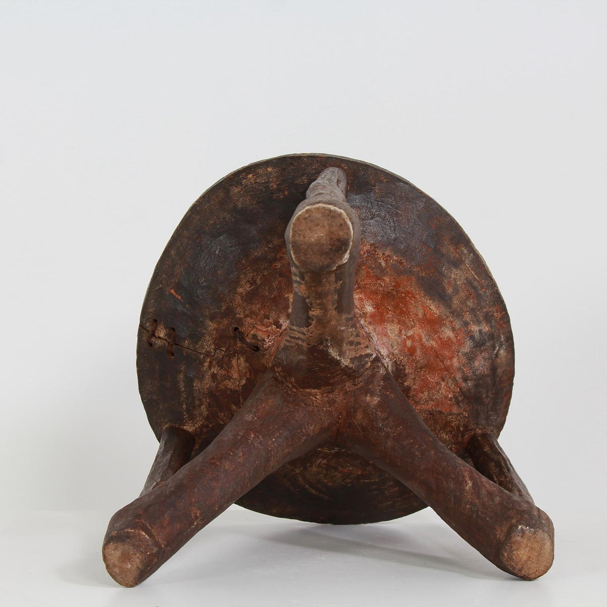 Hand Carved Tribal Tanzanian Hehe Round Tripod Stool