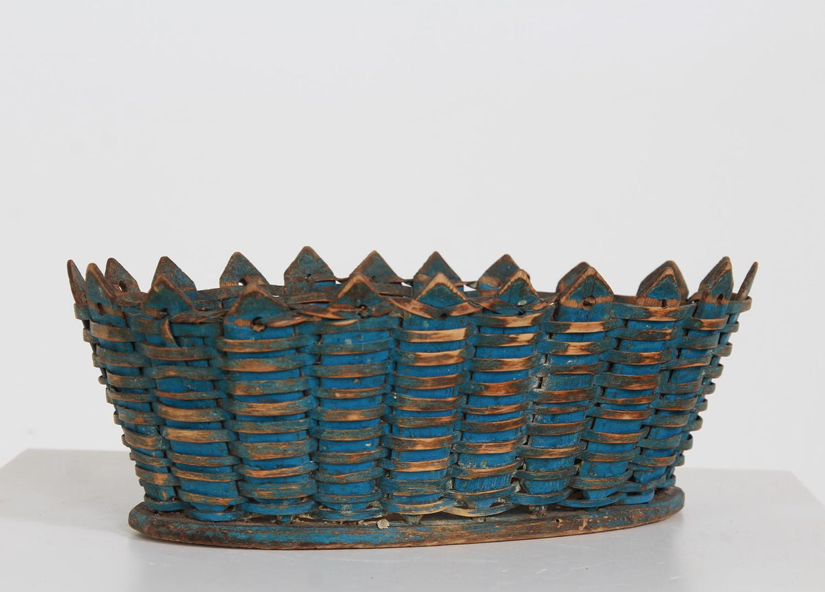 Charming Blue Swedish Folk Art  19thC Berry Basket