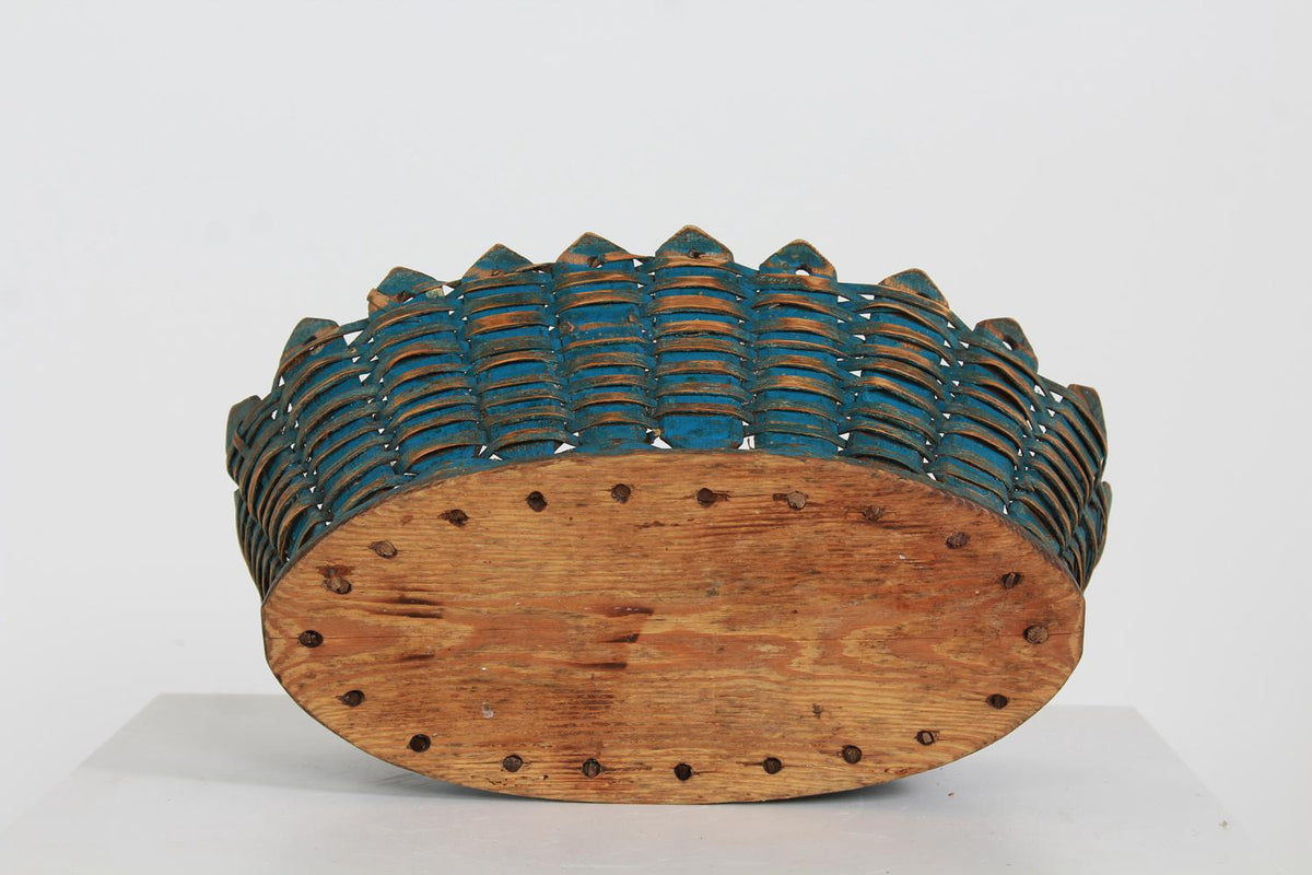 Charming Blue Swedish Folk Art  19thC Berry Basket