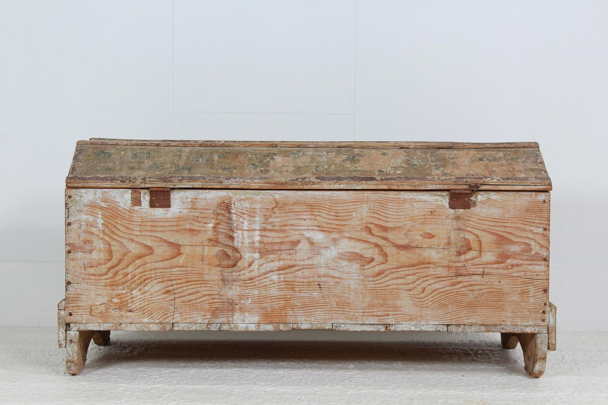Ancient French 18thC Original Painted Trunk/Coffer