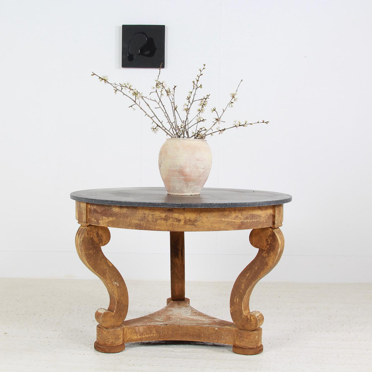Elegant  French 19thC  Centre/Pedestal Table with Stone Top