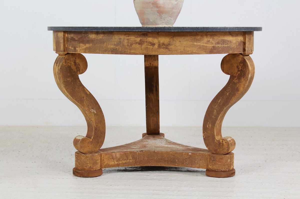 Elegant  French 19thC  Centre/Pedestal Table with Stone Top