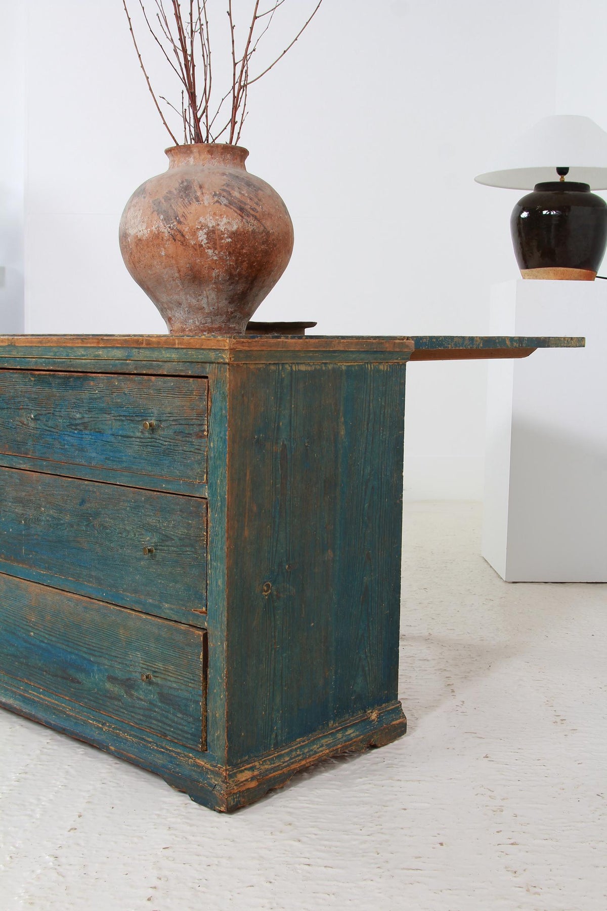 Captivating 19thC Original Painted Scandinvain   Commode with  Drop-Leaf Top