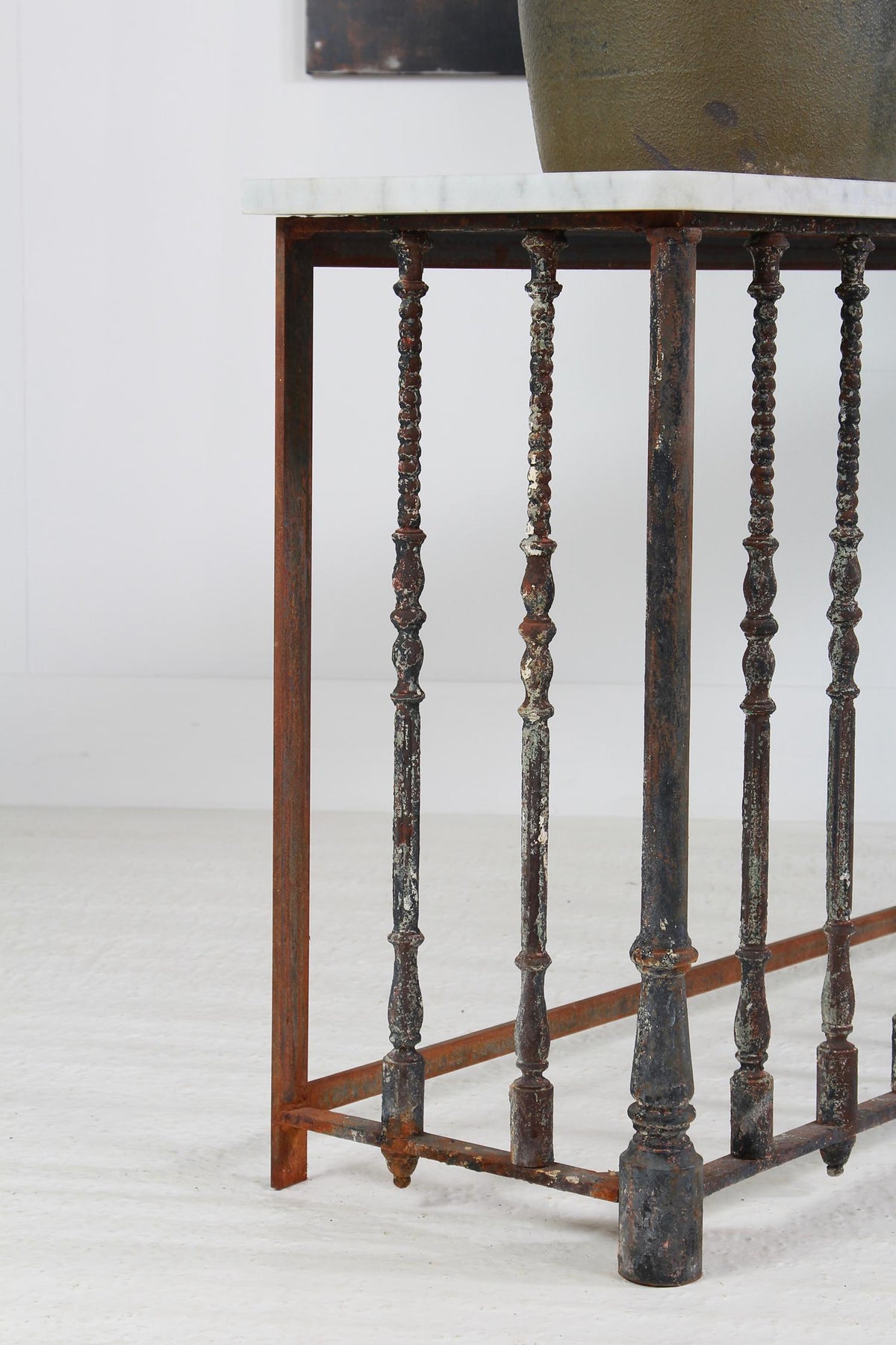 Impressive Architectural French 19thC Iron & Marble Console Table