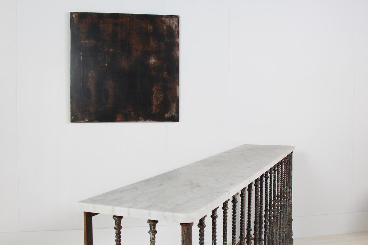 Impressive Architectural French 19thC Iron & Marble Console Table