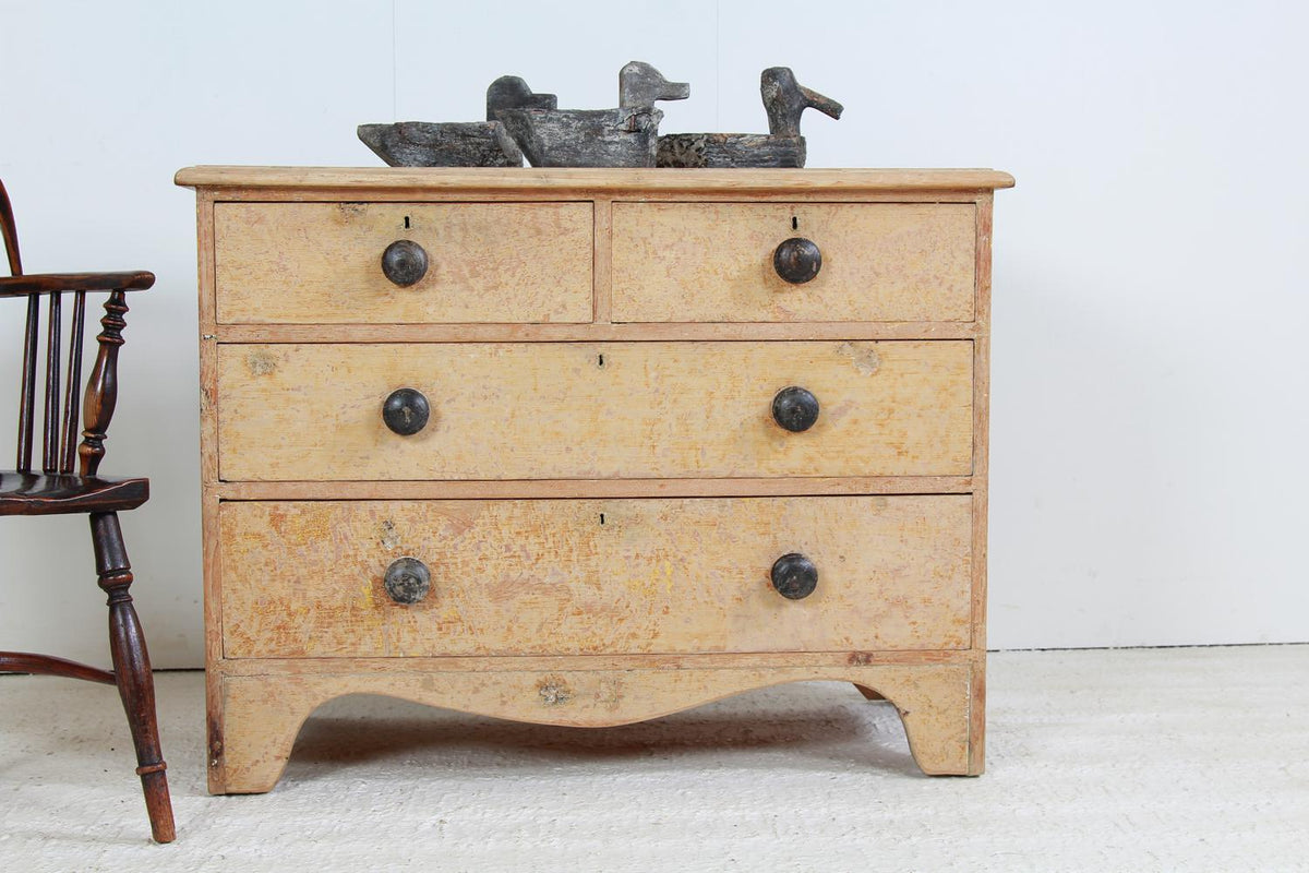 Delightful English 19thC Country house Painted Chest Of Drawers