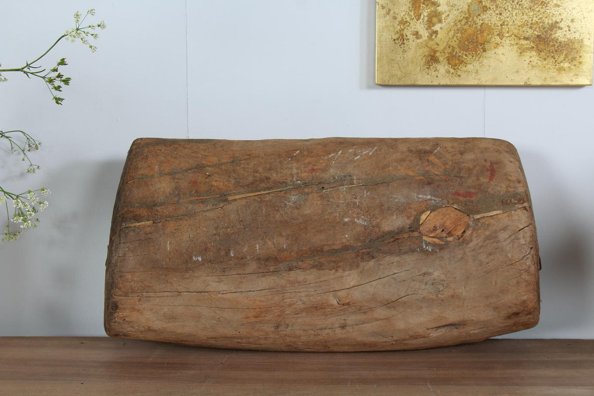 Primitive French  Wooden Gnarly Carved  Trough