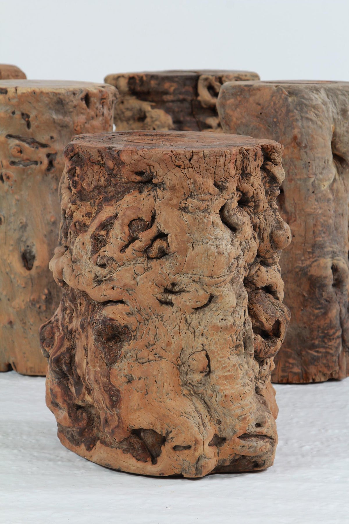 BEAUTIFULLY SHAPED ORGANIC GNARLY TREE STUMP STOOLS/SIDE TABLES