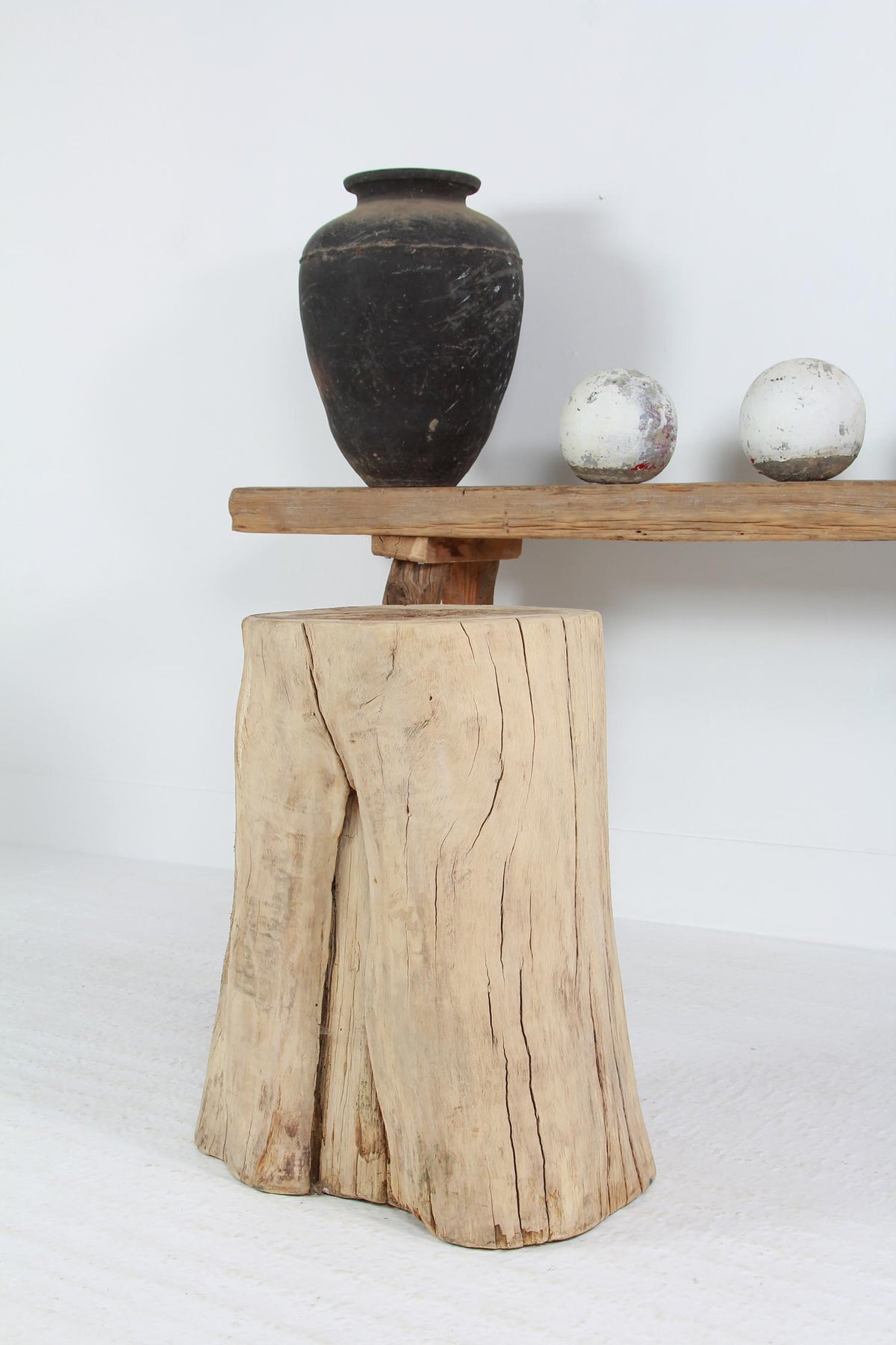 Impressive Organic Gnarly Natural Elm Tree Stump Pedestal Table