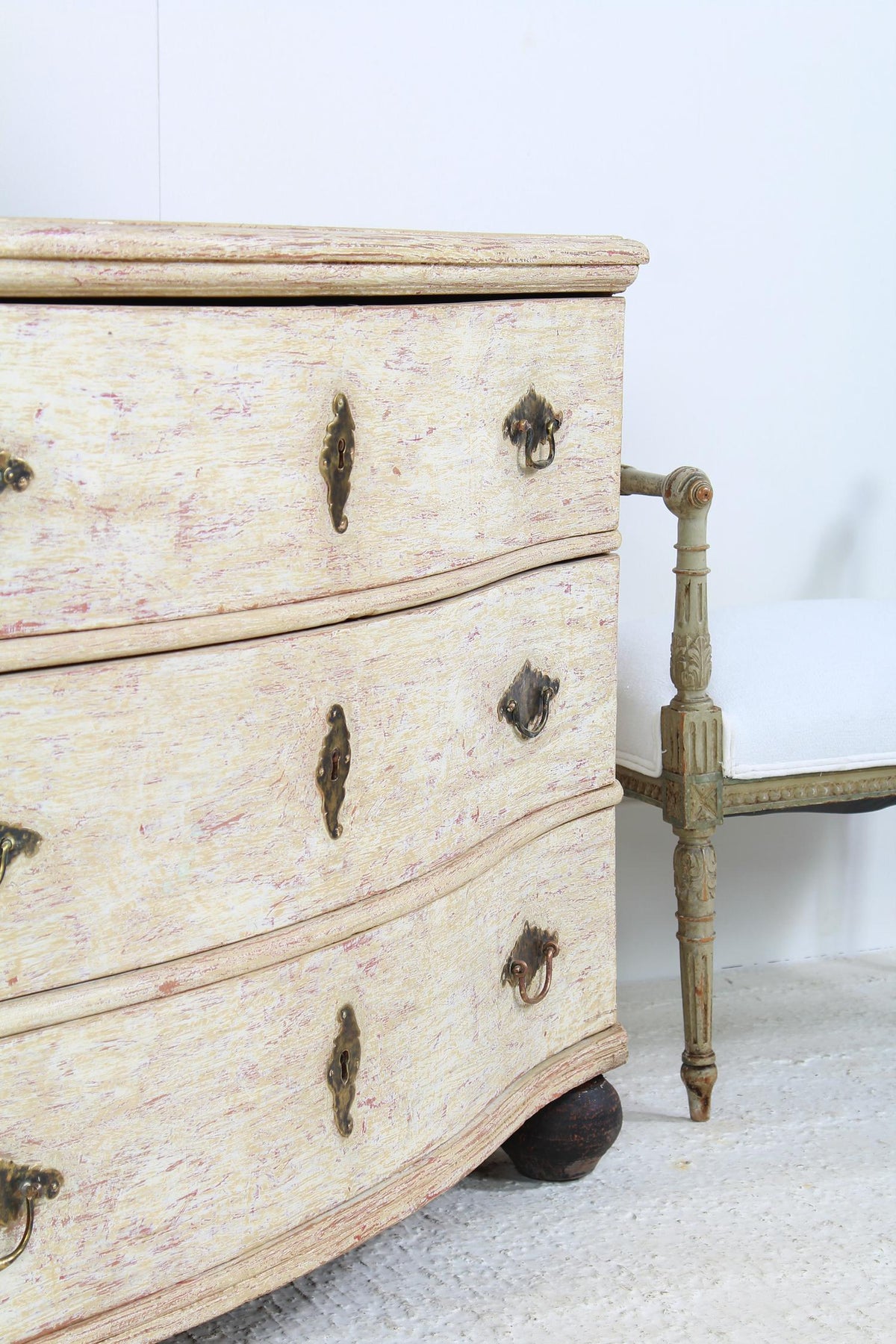 French Early 19thC Painted Serpentine Chest of Drawers