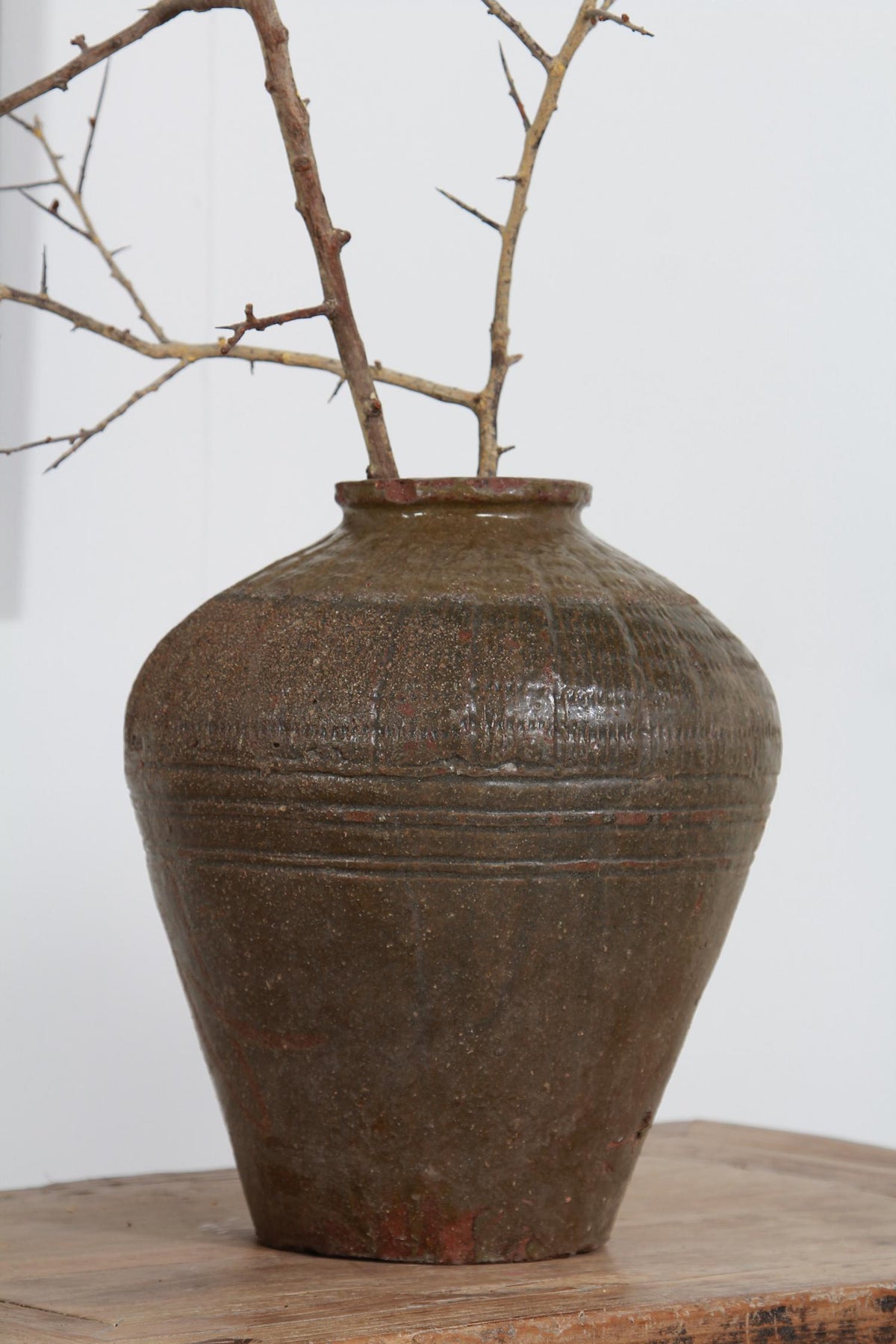 Beautiful Wabi Sabi Early 20thC Chinese Stoneware Glazed Pot