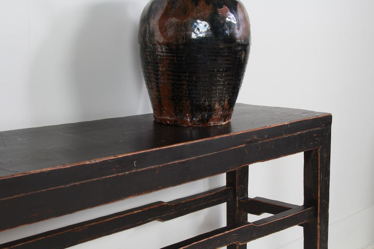 Stylish Antique Black Lacquered Console Table