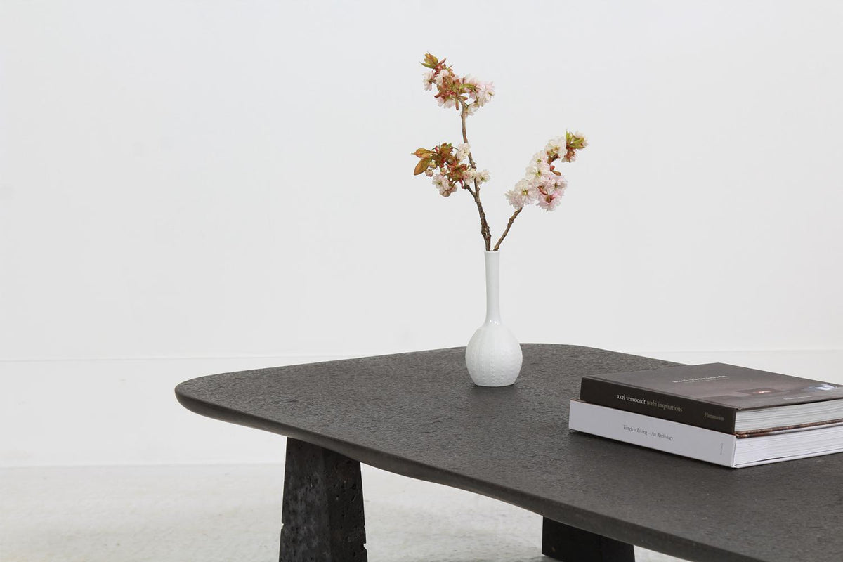 Dynamic Black Basalt Stone Volcanic Coffee Table