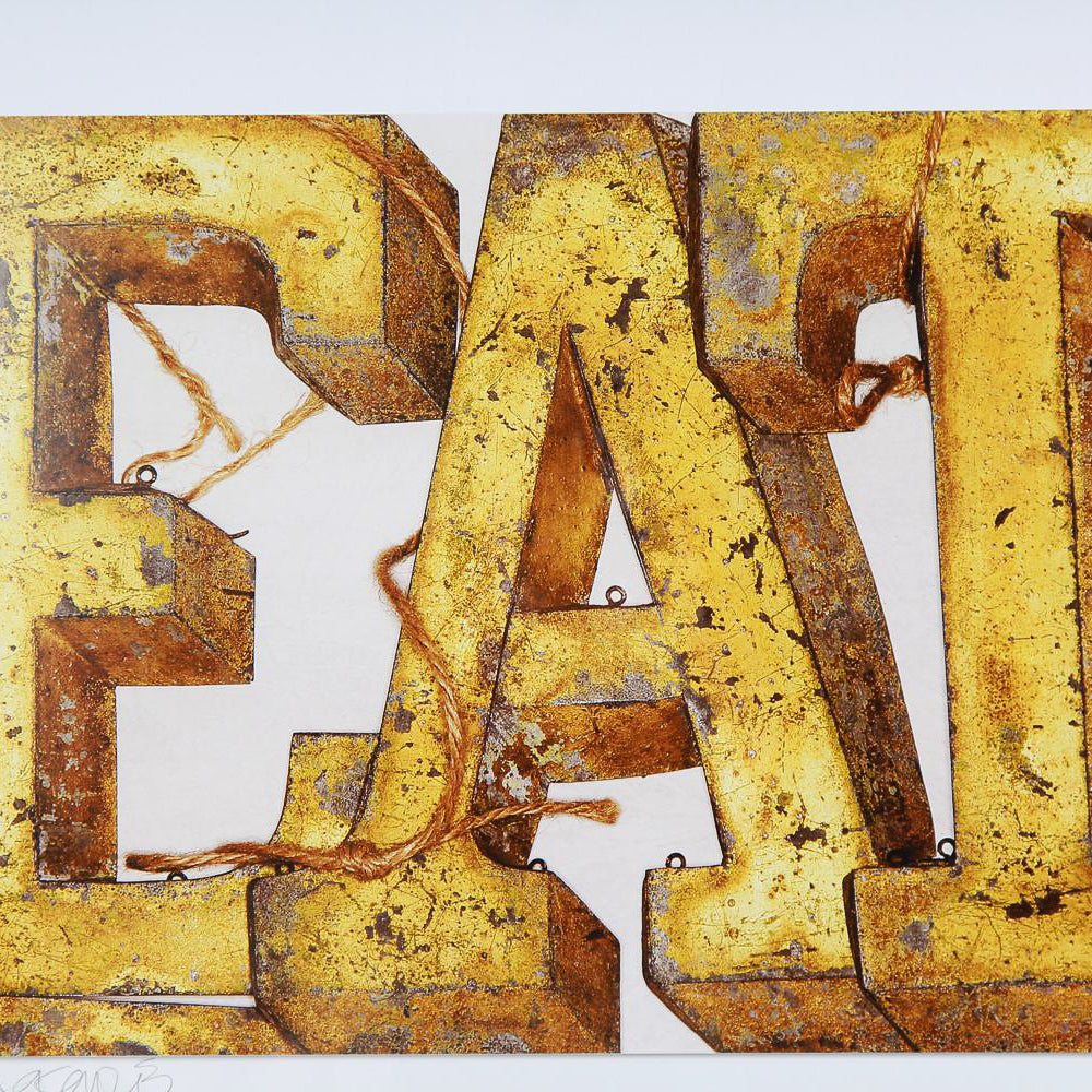 Photographic Still Life of Vintage French Tin Letters