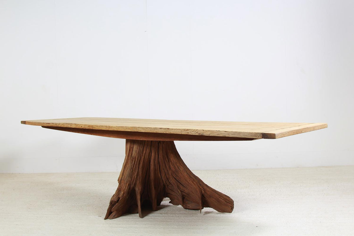 Impressive & Unique Oak Tree Butt Dining Table