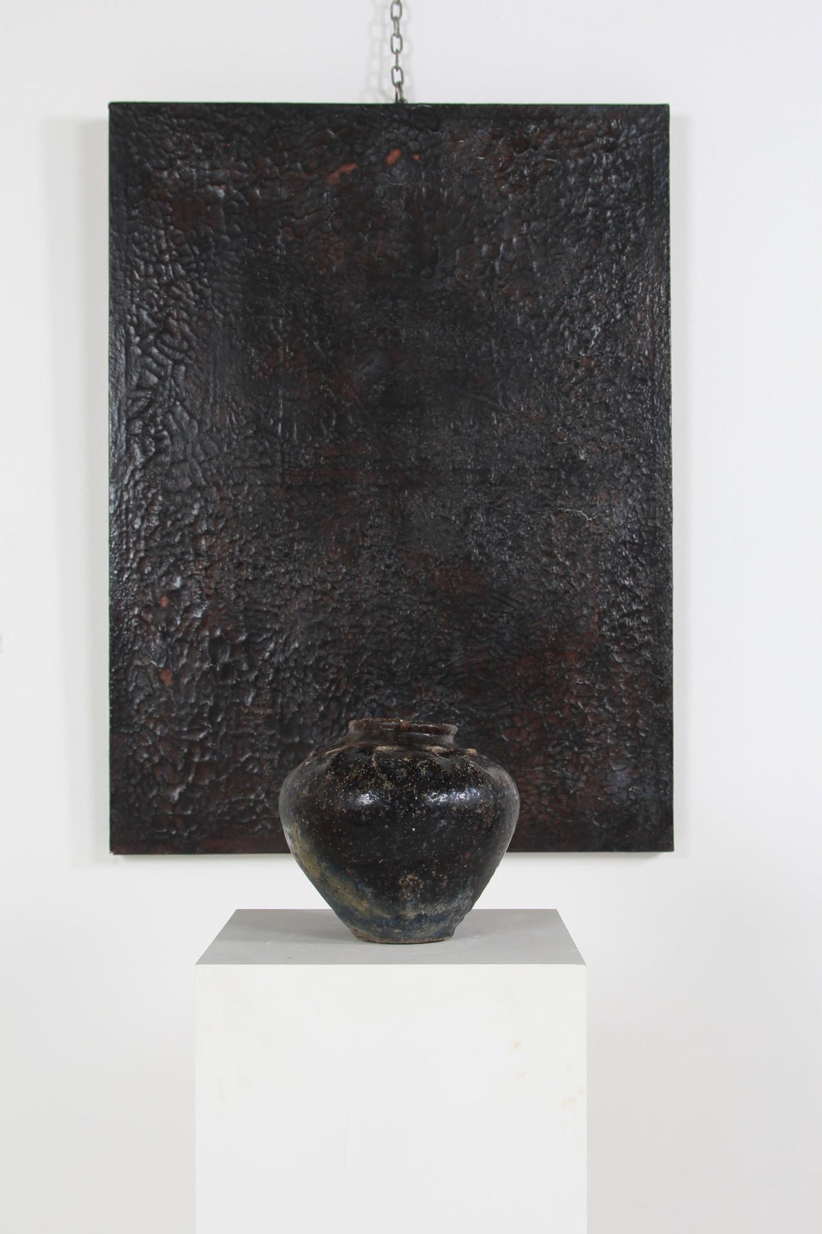 Ancient Chinese Black Glazed  Wabi-Sabi Jar