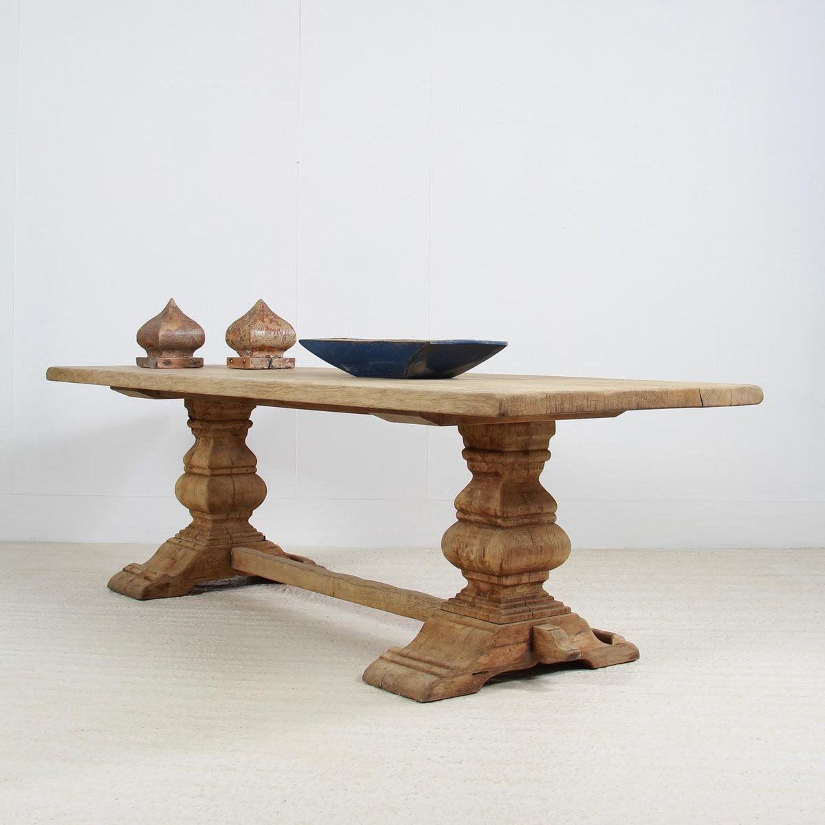 Grand Architectural Belgian Bleached Oak Dining Table