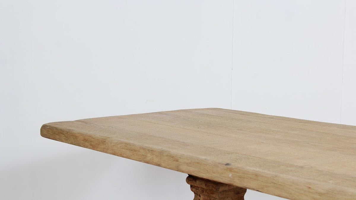 Grand Architectural Belgian Bleached Oak Dining Table