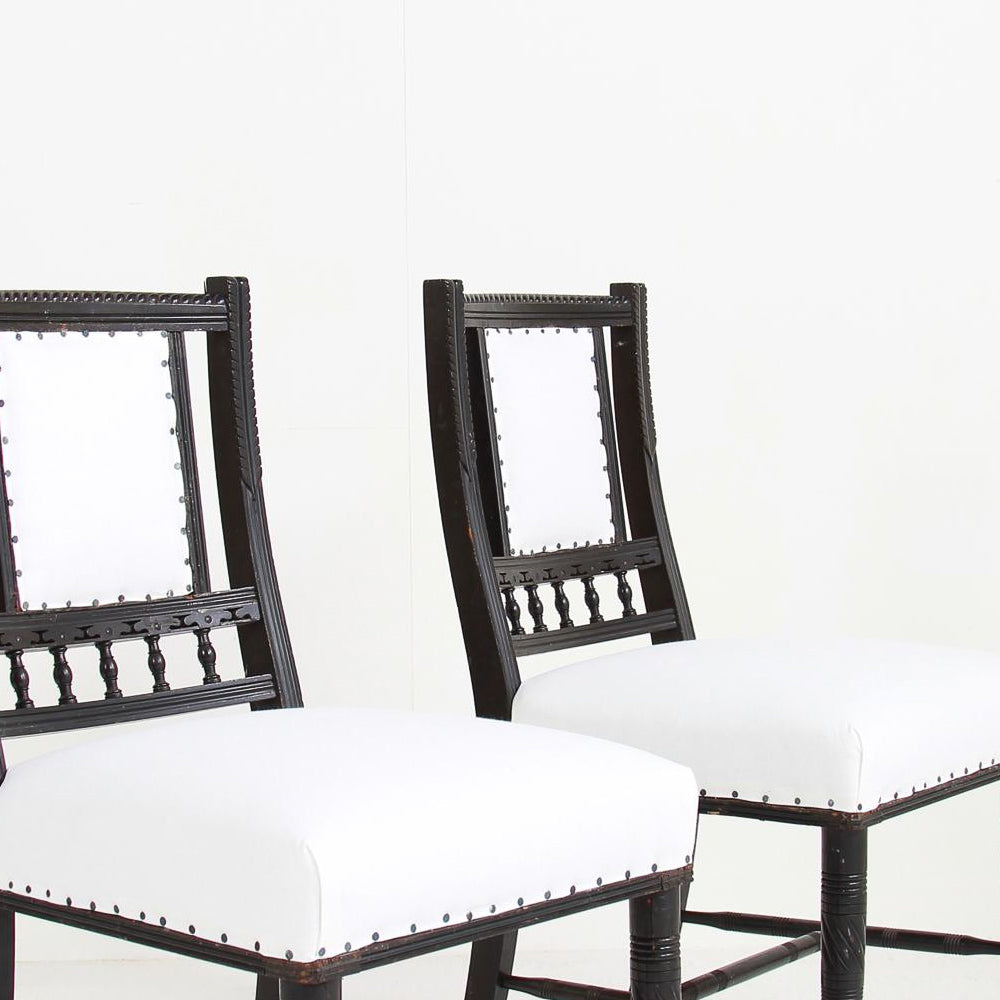 Pair of English 19thC Ebonised Side Chairs