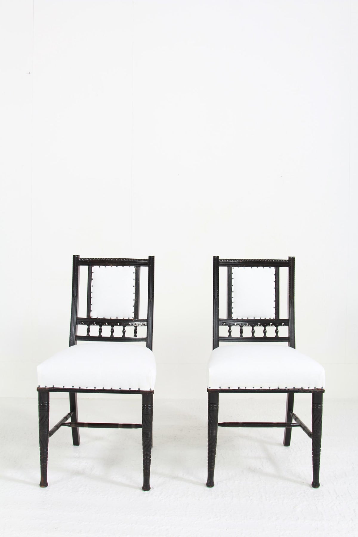 Pair of English 19thC Ebonised Side Chairs