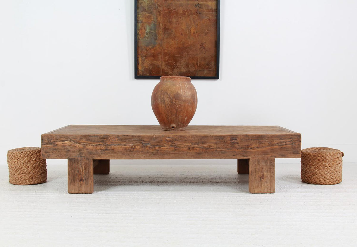 HUGE RUSTIC ORGANIC ELM WABI-SABI COFFEE TABLE