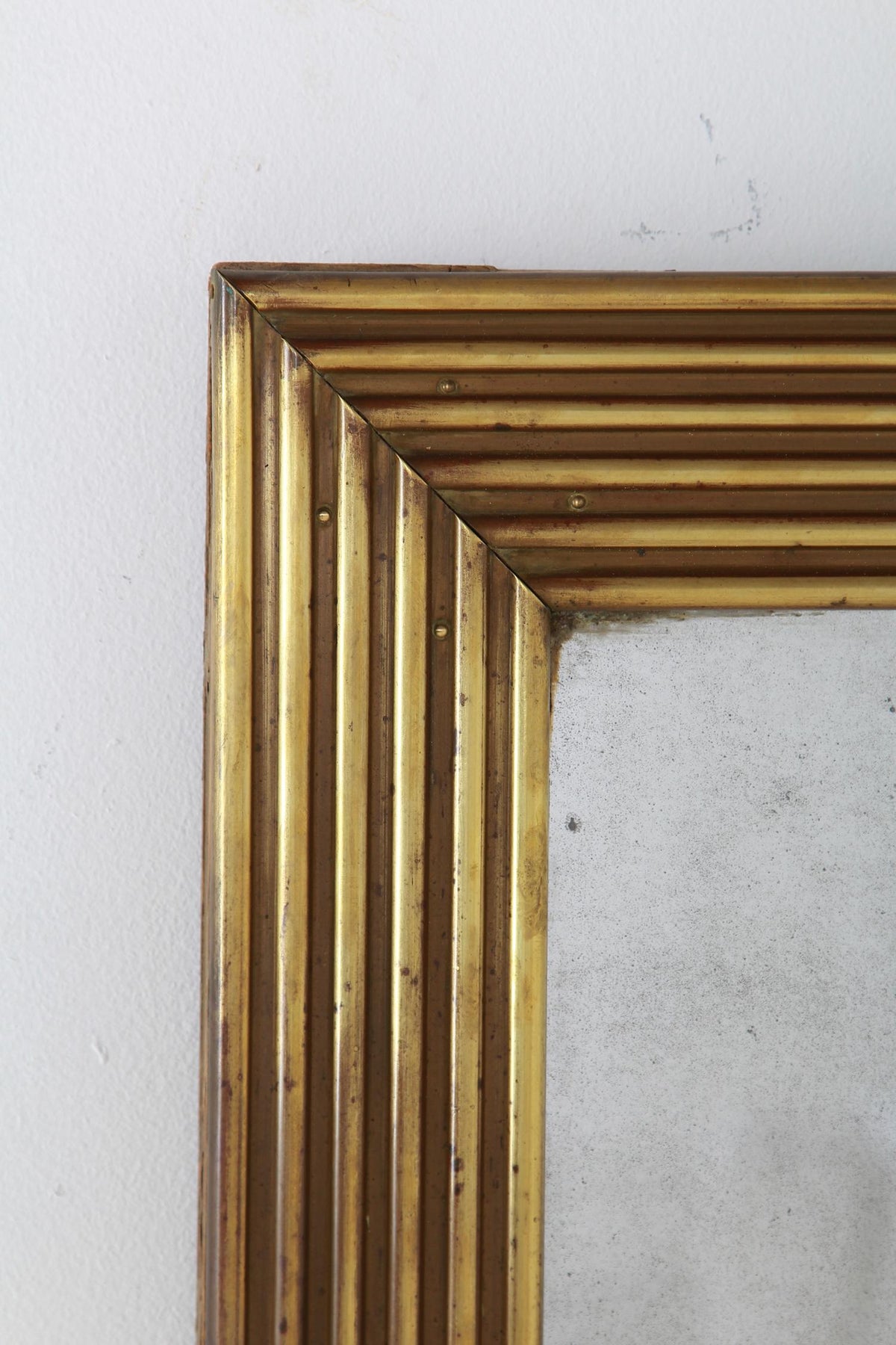 French 19th Century Mercury Mirror With Reeded Brass Frame