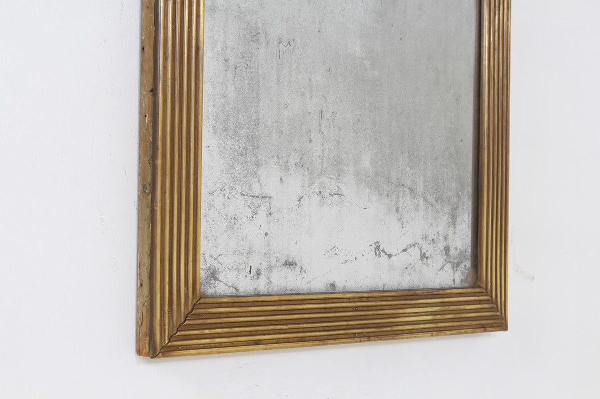 French 19th Century Mercury Mirror With Reeded Brass Frame
