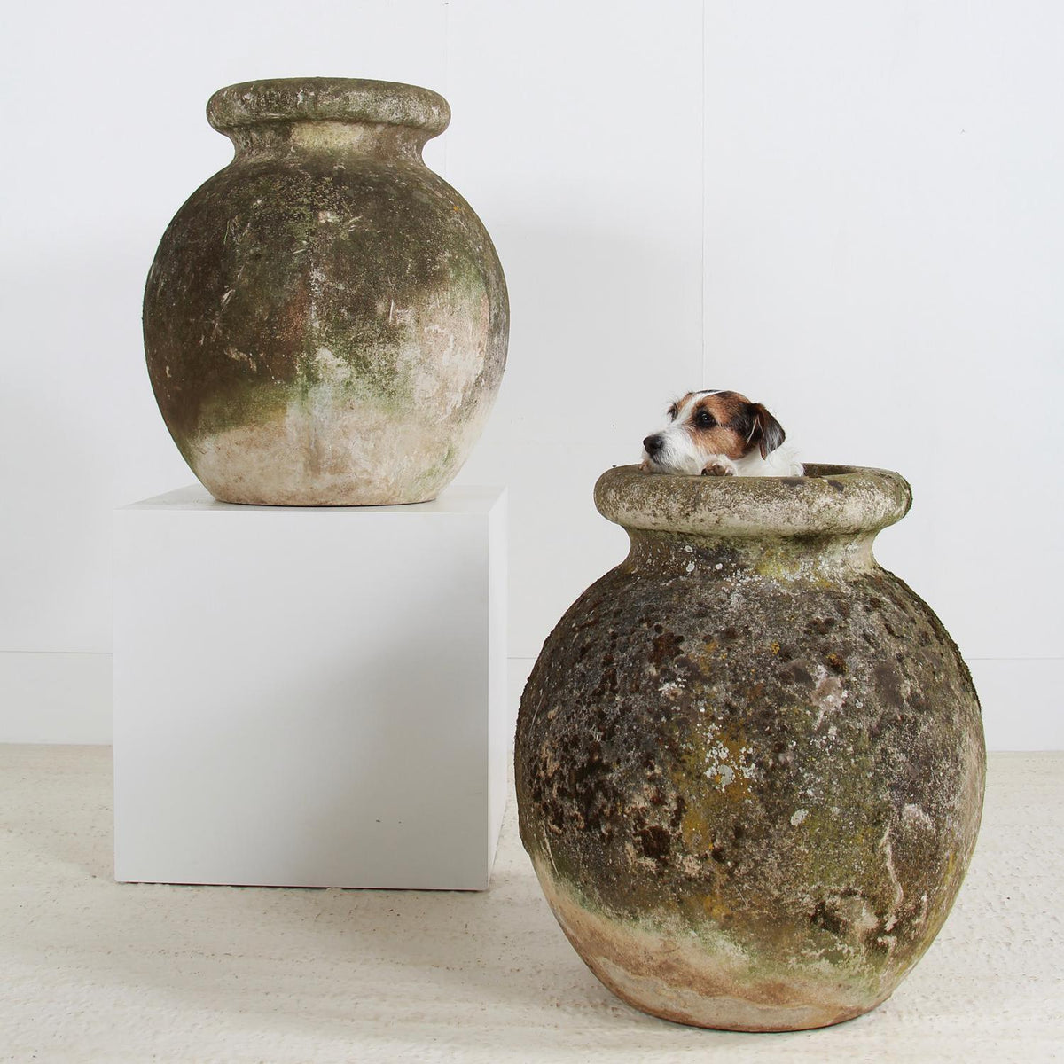 Impressive Pair of  French 20thC  Weathered Concrete Pots