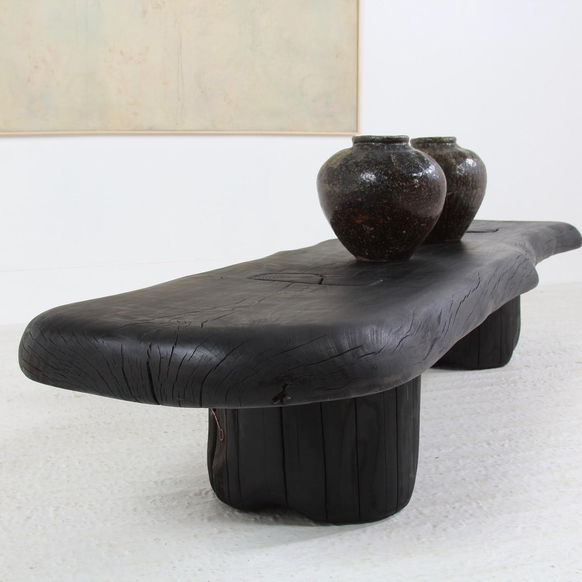A Huge Contemporary Artisan Black Beech Bench/Table