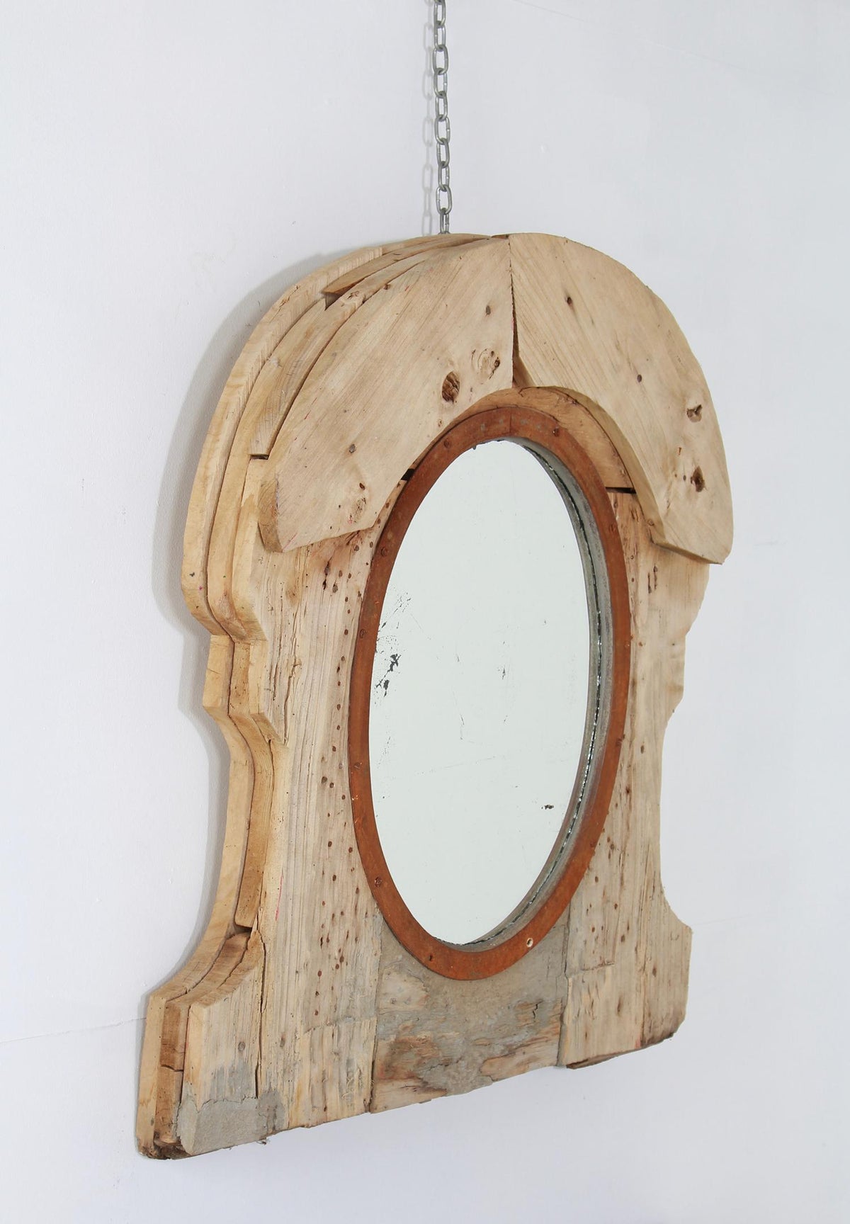 Grand Architectural Belgian Mirror with Antiqued Glass