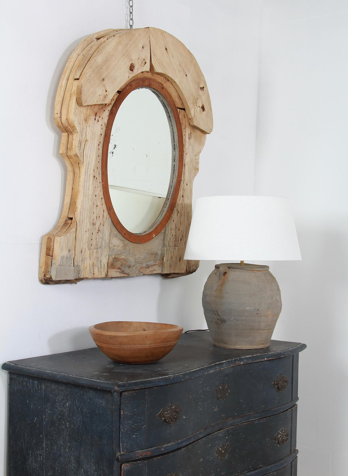 Grand Architectural Belgian Mirror with Antiqued Glass
