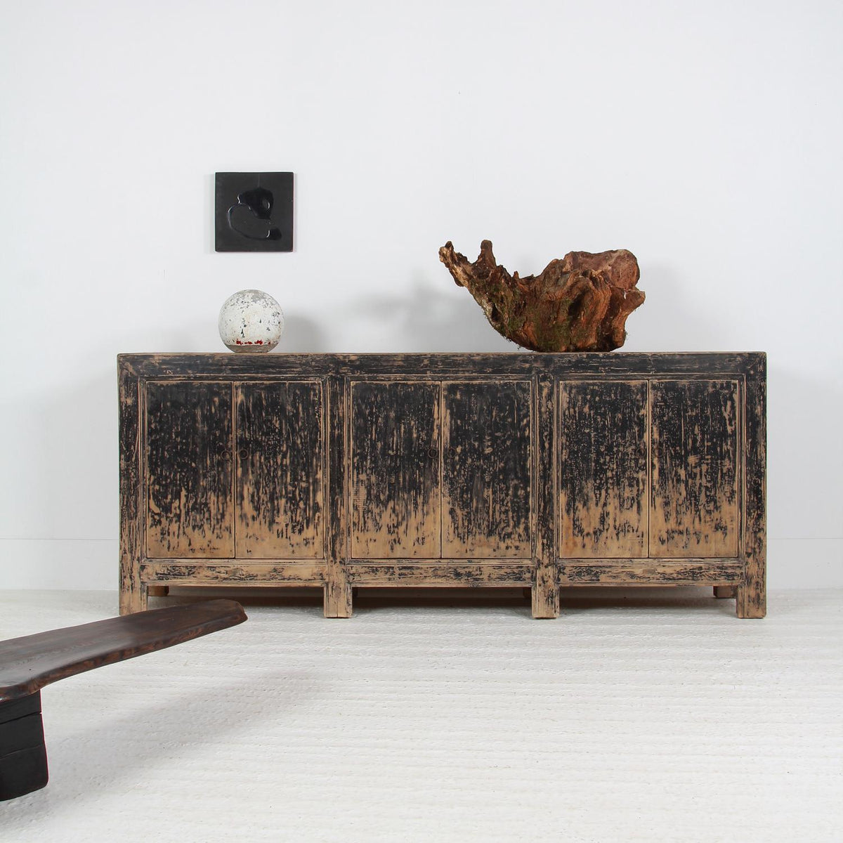 GRAND SCALE RUSTIC COUNTRY ELM PROVINCIAL SIDEBOARD