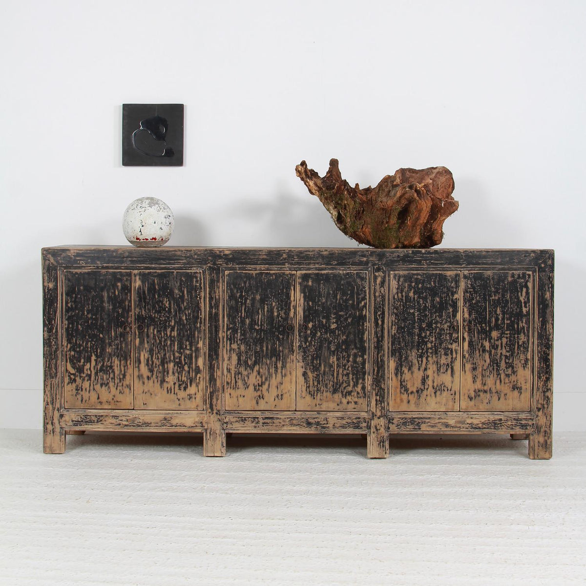 GRAND SCALE RUSTIC COUNTRY ELM PROVINCIAL SIDEBOARD