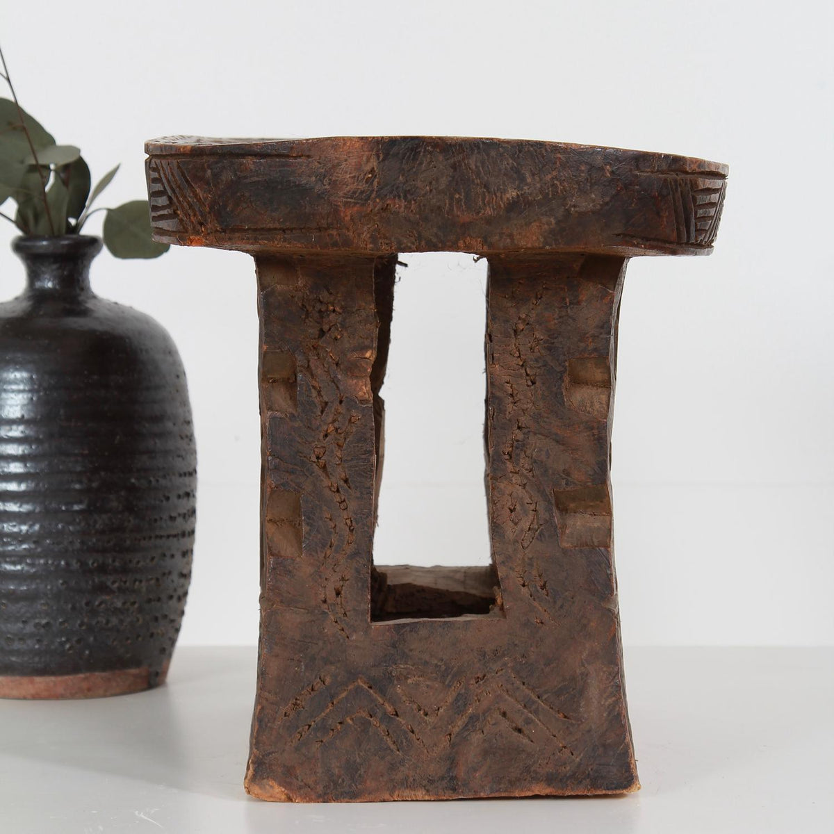 African 20thC Tribal Carved Stool From Cameroon