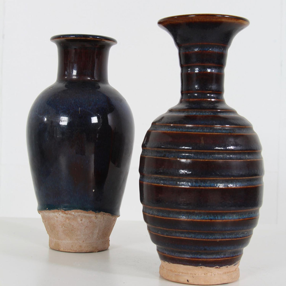 COLLECTION OF TWO DELICATE  GLAZED CERAMIC CHINESE  VASES