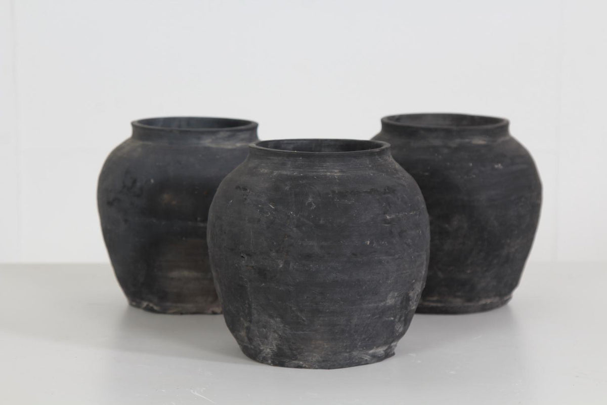 Set of Three Charming Chinese Han Dynasty Style Unglazed Pots