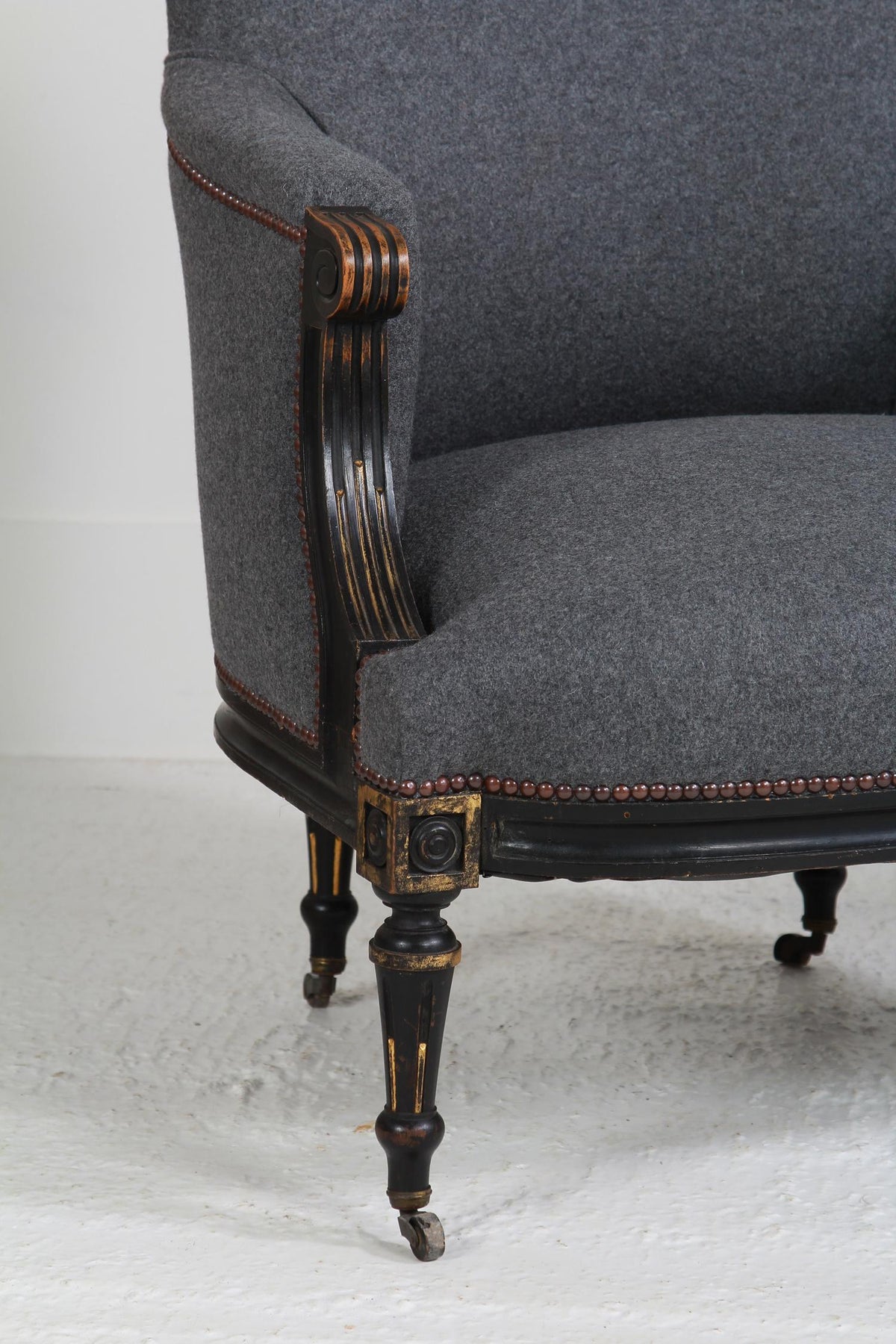 Pair of French 19thC Fauteuils in Grey Wool Fabric