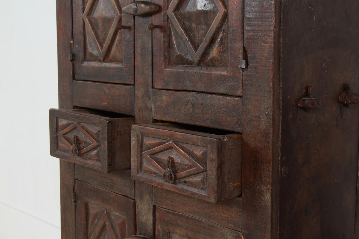 Primitive 18th Century Spanish Oak Cabinet