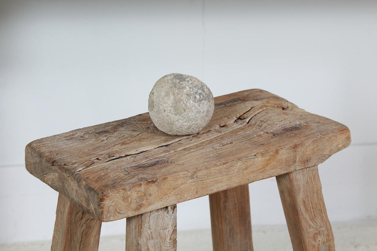 RUSTIC & GNARLY WEATHERED ELM WORKERS STOOL