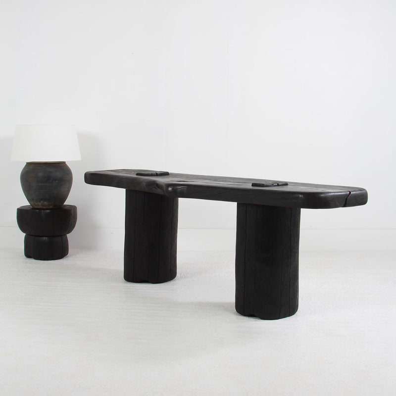 A Truly Impressive Artisan Japanese Inspired Burntwood Beech Console Table. Please Enquire