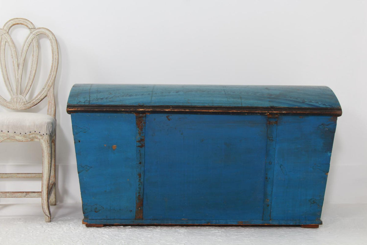 Swedish Original Painted Dome-Top Wedding Trunk, Dated 1863