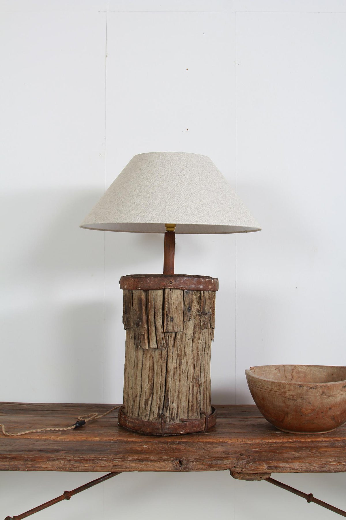 Magnificent  Rustic Oak Reclaimed Converted Table Lamp