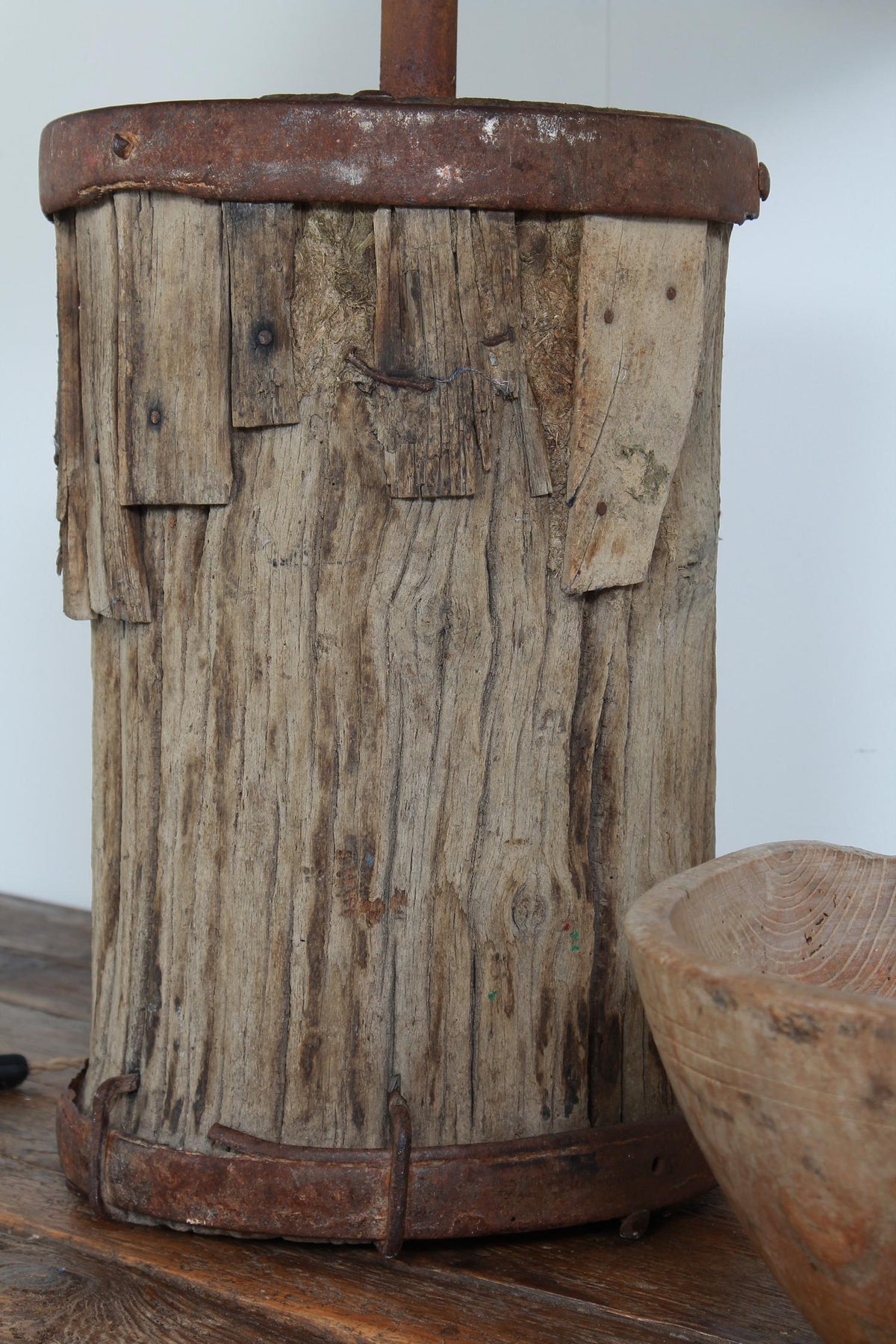 Magnificent  Rustic Oak Reclaimed Converted Table Lamp