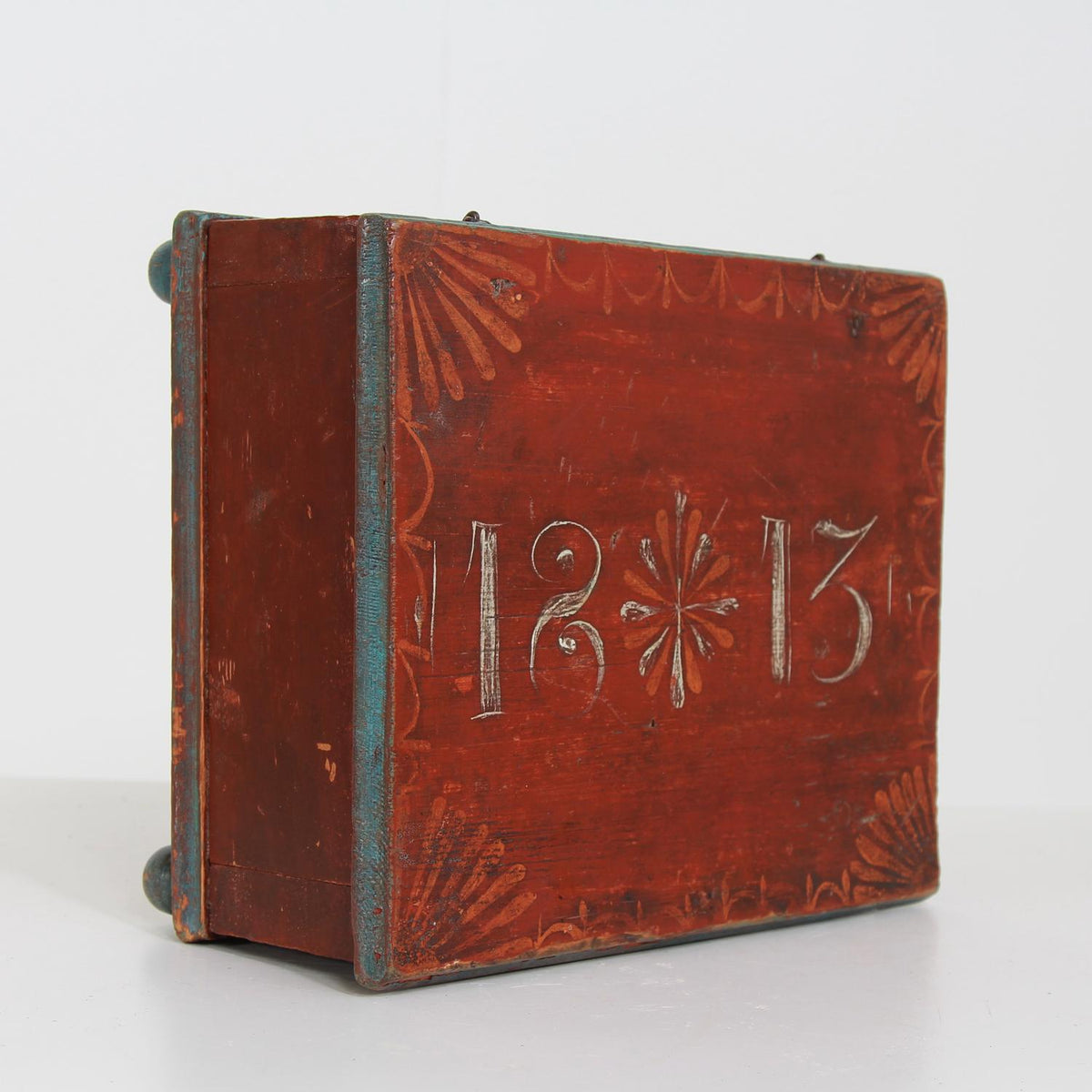 Early Swedish 19th Century Wooden Folk Art Box  Dated 1813