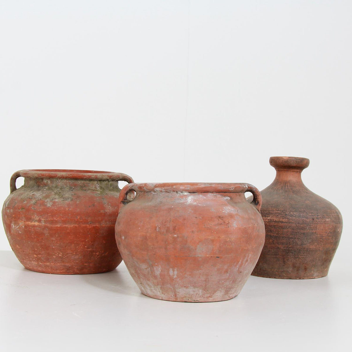Collection of Three Charming Weathered Chinese Terracotta Pots