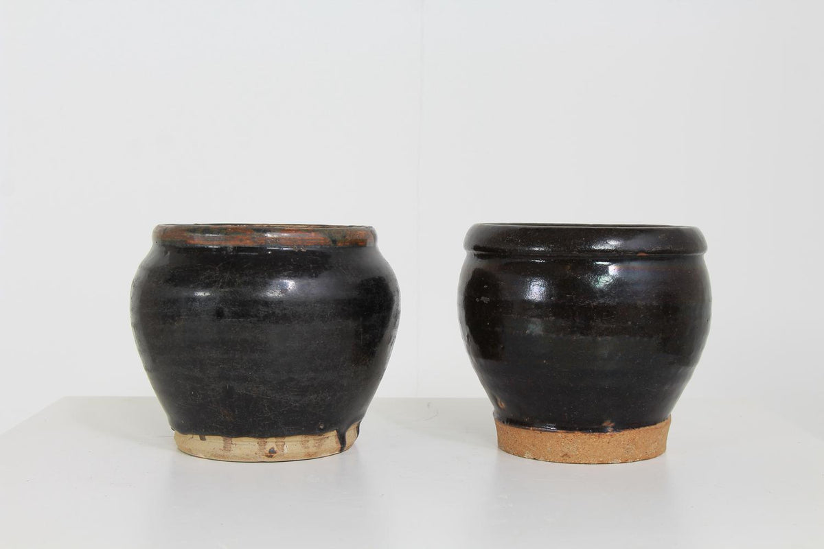 COLLECTION OF TWO CHINESE ANTIQUE GLAZED POTTERY JARS
