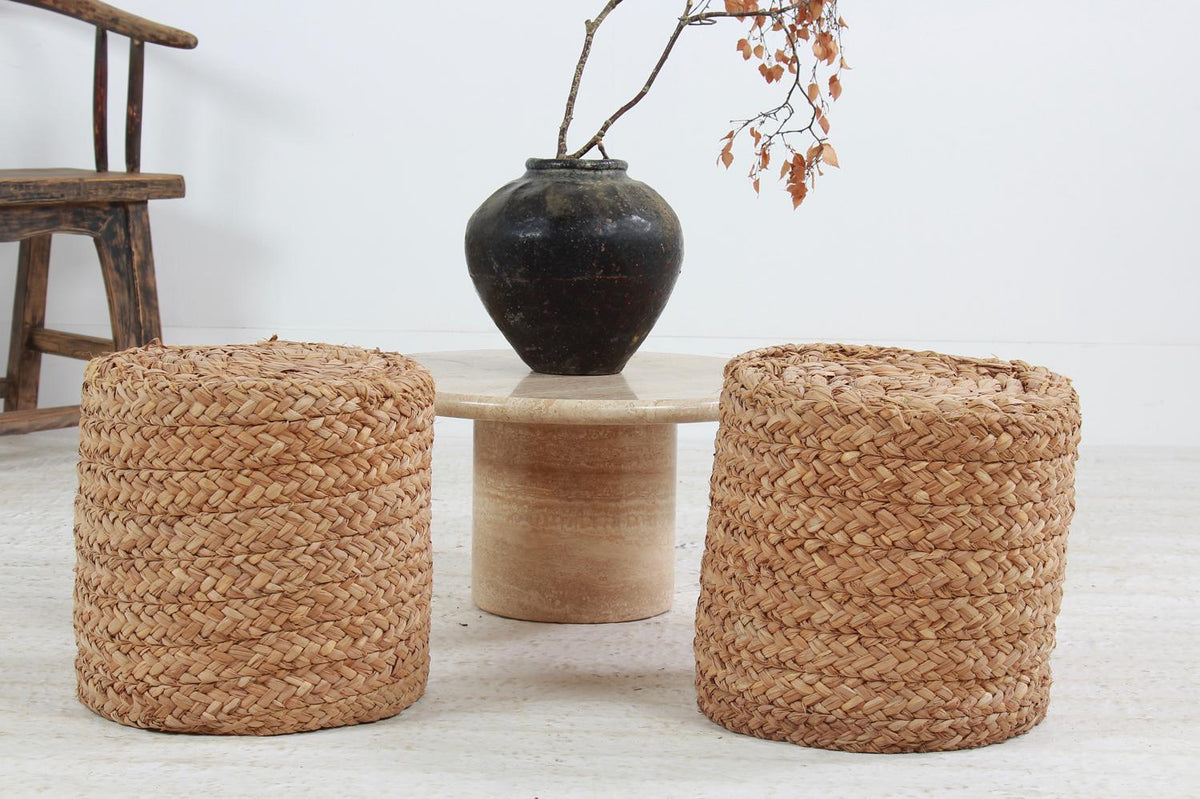 Charming PAIR OF MID CENTURY SPANISH ROPE STOOLS ATTRIBUTED TO AUDOUX MINET