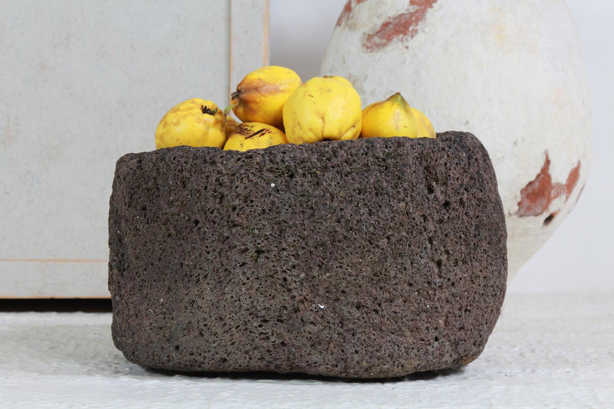 ORGANIC  HAND CARVED VOLCANIC ROCK TROUGH/PLANTER