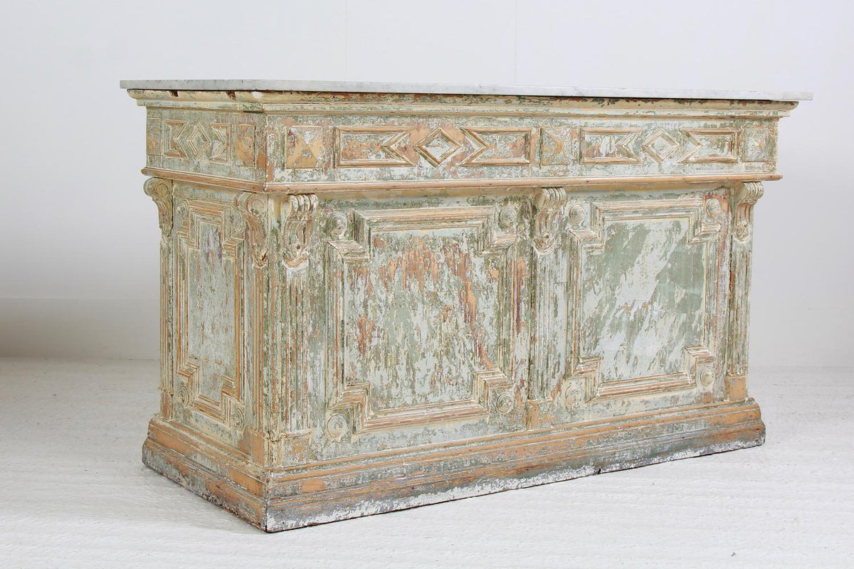 Original French 19thC Marble Top Boulangerie Counter