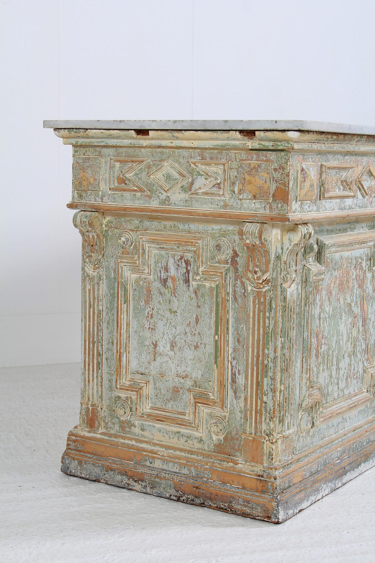 Original French 19thC Marble Top Boulangerie Counter